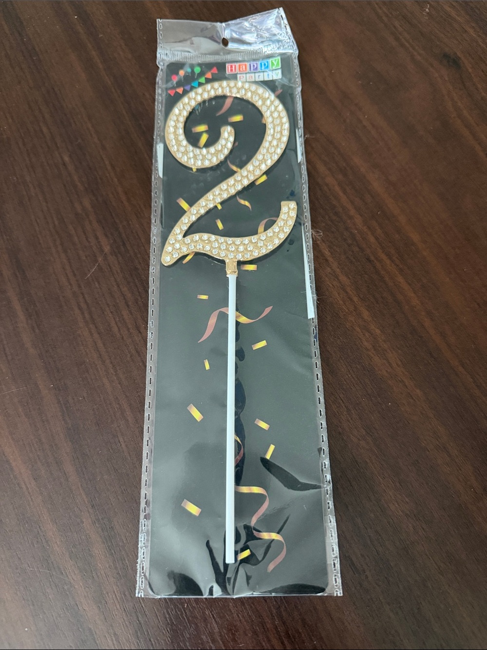 Gold Rhinestone Number 2 Cake Topper - Party